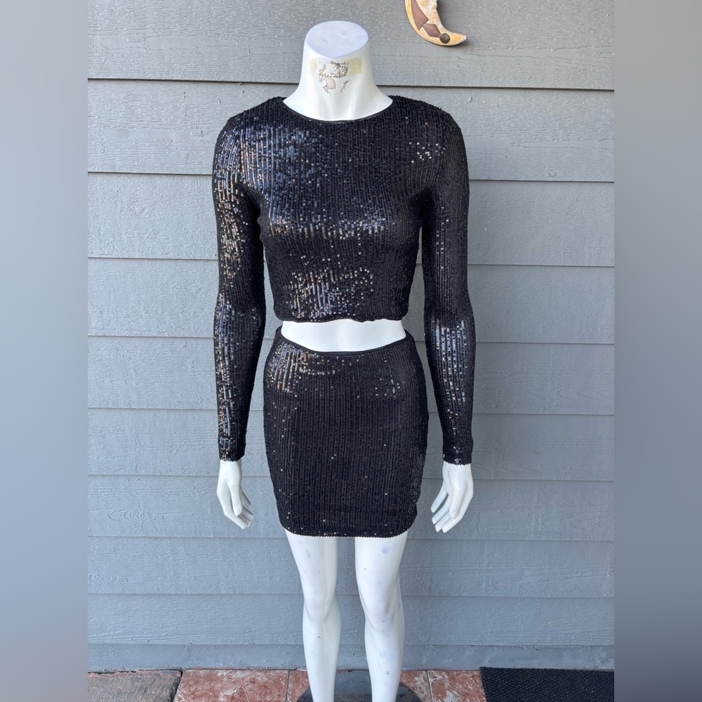 Hera Collection Black Sequin Skirt Set